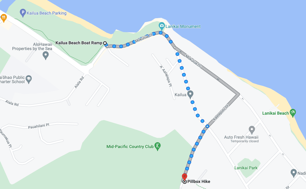 Parking for Lanikai Pillbox hike