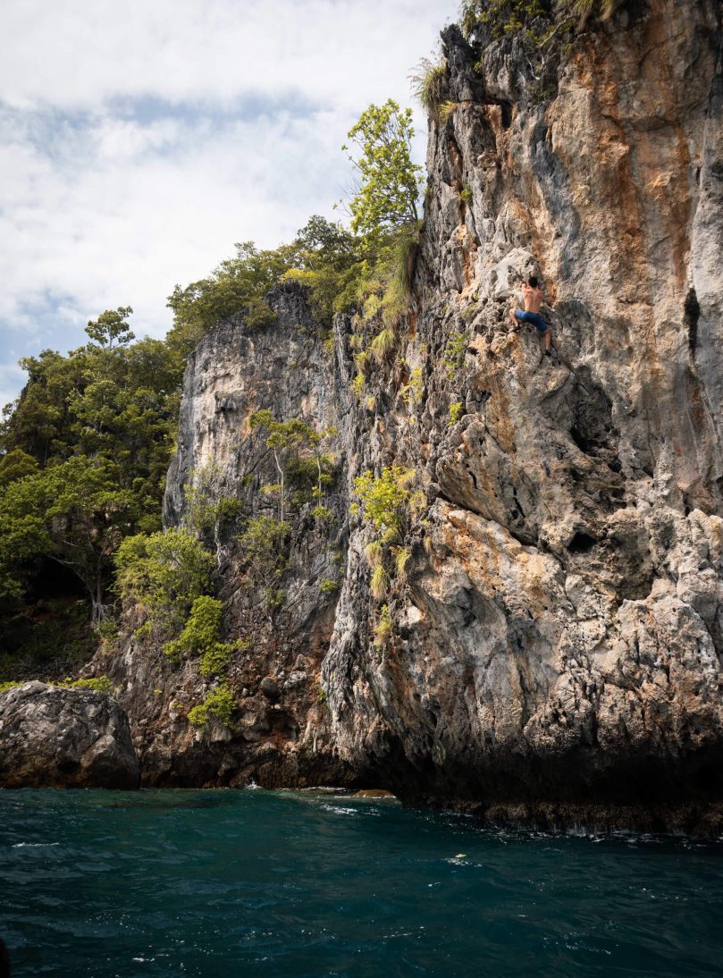 Deep water soloing in Thailand